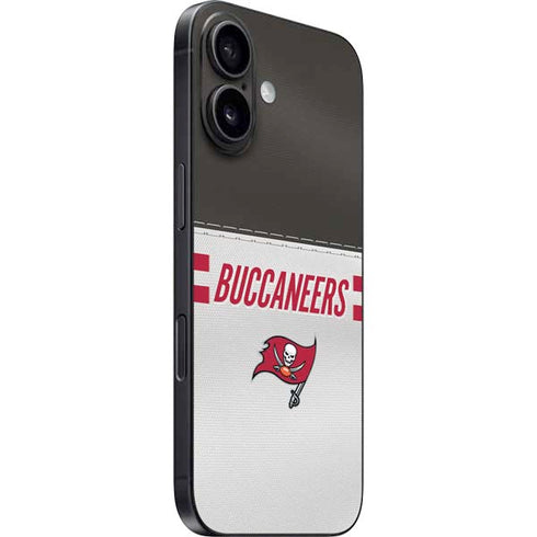 NFL Tampa Bay Buccaneers White Striped iPhone 16 Plus Skin